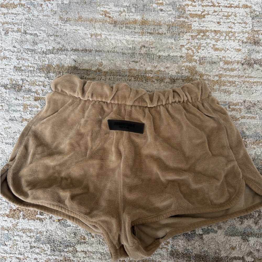 Essentials Tan Plush Athletic Lounge Shorts